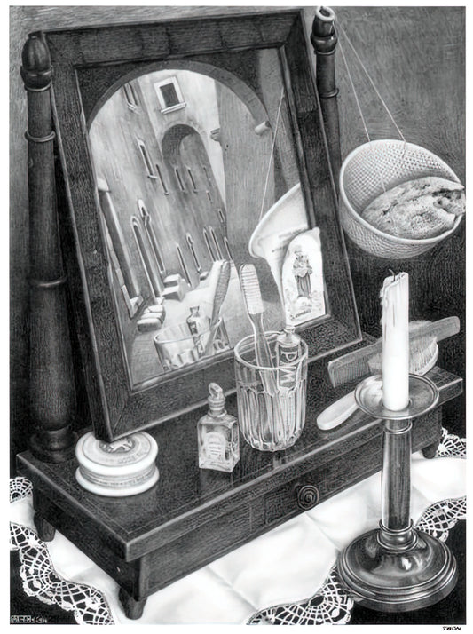 Original Escher Prints for Sale: A Collector's Guide to Acquiring Authentic Works - CANDLE MIRROR by MC Escher