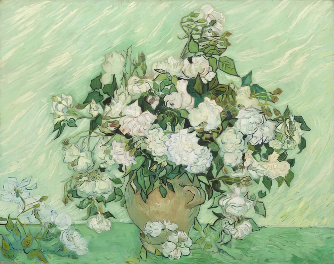 Original Starry Night: Decoding van Gogh's Vision and Its Enduring Legacy - Vase with Pink Roses by Vincent van Gogh