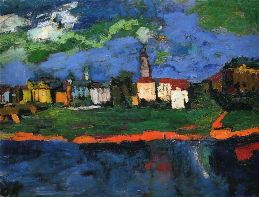 Oskar Kokoschka Print: Expressionist Power and Collector's Guide - THE ELBE NEAR DRESDEN by OSKAR KOKOSCHKA