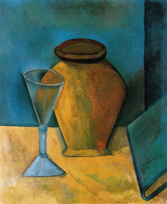 Pablo Picasso Framed Prints: Curating Modern Masterpieces for Your Collection - Pot, Glass and Book - 1908 by Pablo Picasso