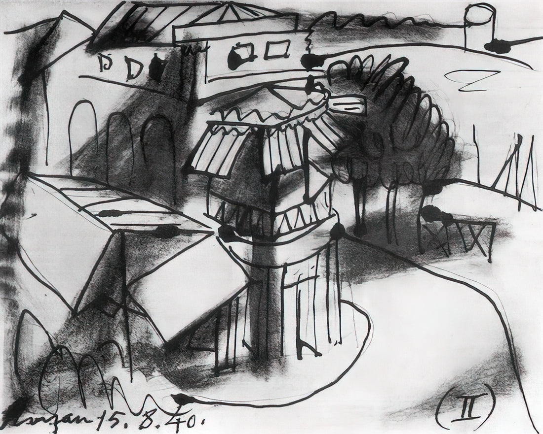 Pablo Picasso's Work: A Journey Through His Revolutionary Artistic Vision - Café in Royan - 1940 by Pablo Picasso