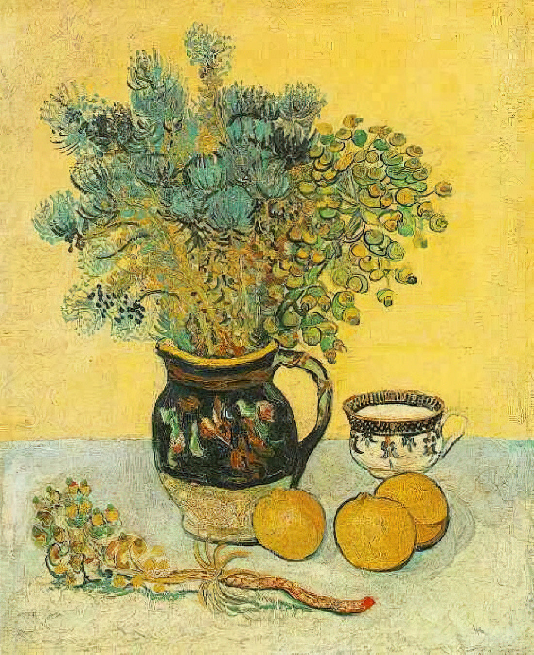 Paul Gauguin and Vincent van Gogh: A Tumultuous Artistic Alliance That Shaped Modern Art - Still Life Majolica Jug with Wildflowers by Vincent van Gogh