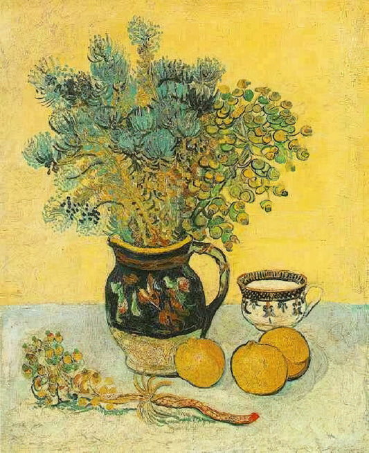 Paul Gauguin and Vincent van Gogh: A Tumultuous Artistic Alliance That Shaped Modern Art - Still Life Majolica Jug with Wildflowers by Vincent van Gogh