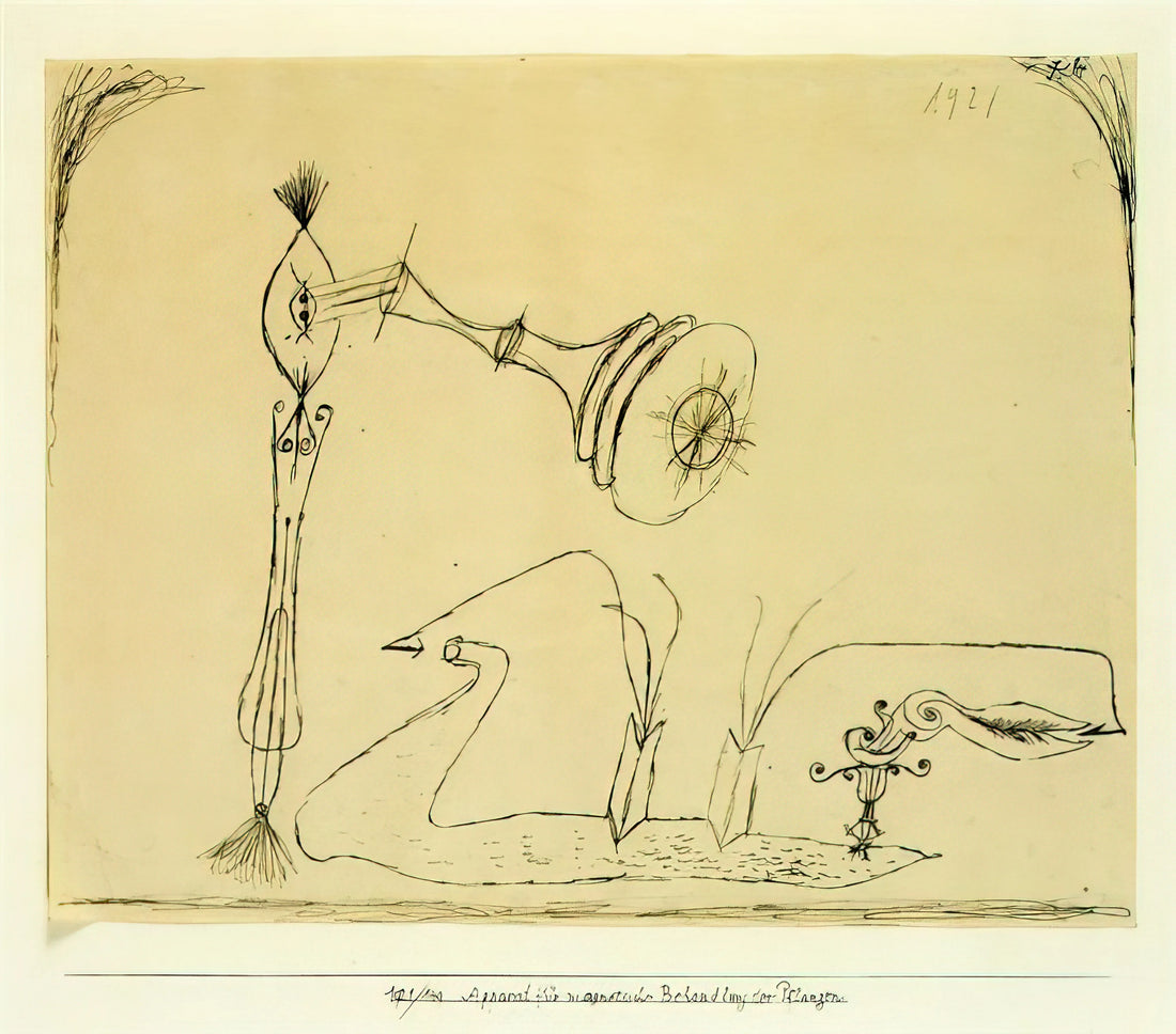 Paul Klee Posters: A Curator's Guide to the Swiss Master's Graphic Universe - APPARATUS FOR THE MAGNETIC TREATMENT OF PLANTS 1908 by Paul Klee