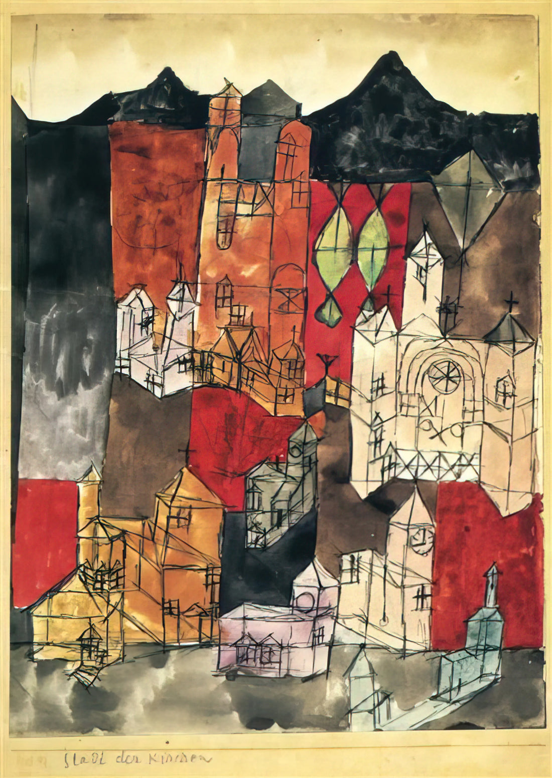 Paul Klee Saint Germain: Decoding the Artist's Mystical Connection to Parisian Suburb - CITY OF CHURCHES 1918 by Paul Klee