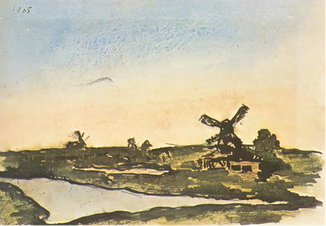 Picasso 1901: The Blue Period's Genesis and Artistic Transformation - Dutch landscape with windmills by Pablo Picasso