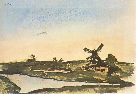 Picasso Woman in White Print: A Collector's Guide to the Master's Ethereal Portraits - Dutch landscape with windmills by Pablo Picasso