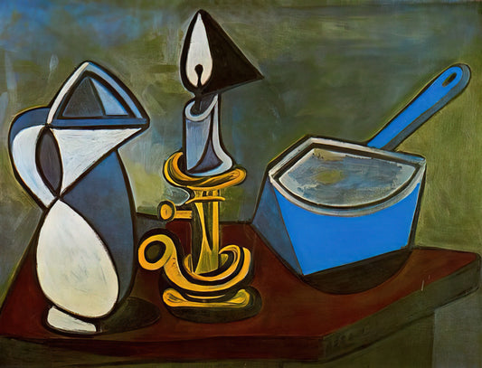 Picasso's Joie de Vivre 1946: A Post-War Celebration of Life and Artistic Renewal - Jug, candle and enamel pan - 1945 by Pablo Picasso