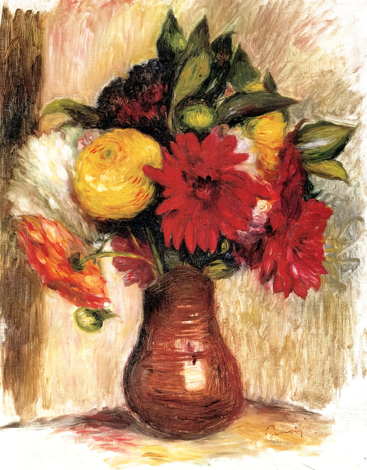 Pierre-Auguste Renoir: The Master of Light, Joy, and Impressionist Beauty - Bouquet of Flowers in an Earthenware Pitcher by Pierre-Auguste Renoir