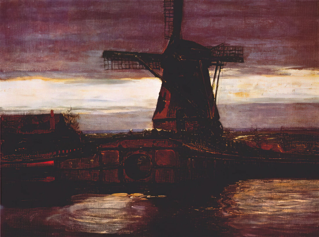 Piet Mondrian Art Work: From Dutch Landscapes to Neoplastic Revolution - Stammer Mill with Streaked Sky by Piet Mondrian
