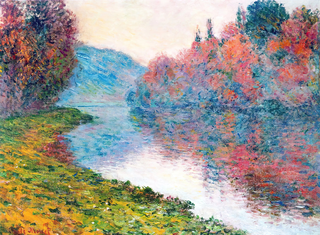 Portrait of Madame Claude Monet: An Intimate Study of Camille Doncieux Through Monet's Brush - Banks of the Seine at Jenfosse - Clear Weather by claude monet