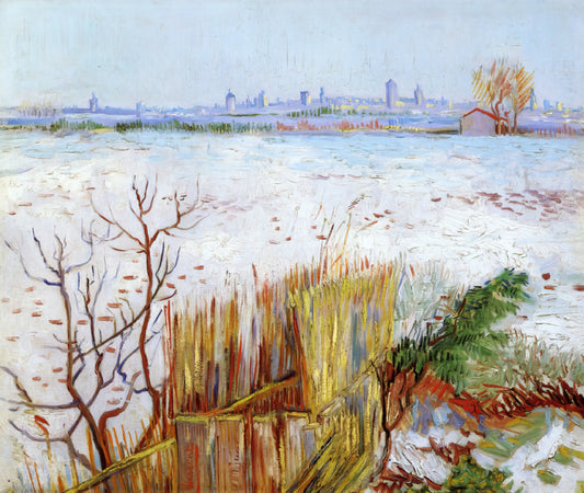 Poster Iris van Gogh: A Collector's Guide to Vincent van Gogh's Floral Masterpiece - Snowy Landscape with Arles in the Background by Vincent van Gogh