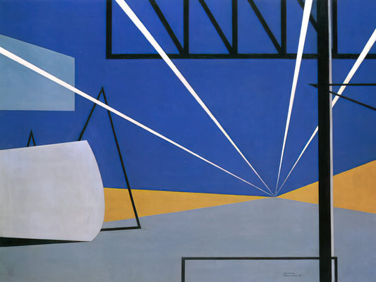 Ralston Crawford Canvas: Precisionist Master of Industrial America - Lights in an Aircraft Plant - 1945 by Ralston Crawford