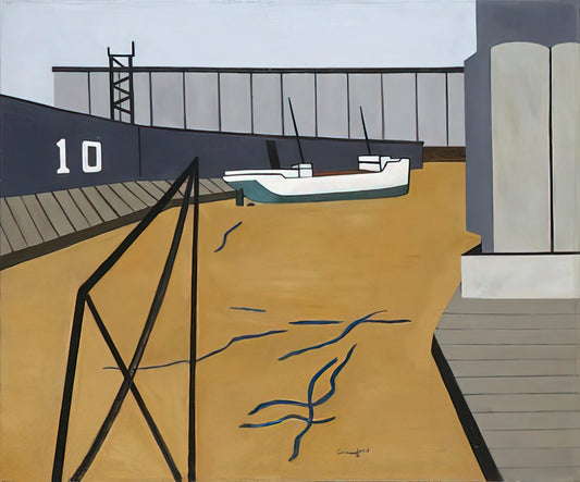 Ralston Crawford: Air, Space, and War – The Precisionist Vision of Industrial America - Boat and Grain Elevators - 1942 by Ralston Crawford