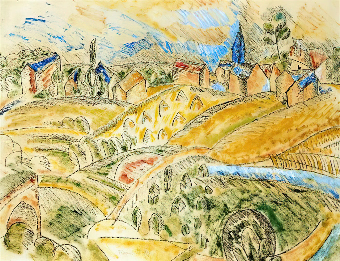 Raoul Dufy: The Joyful Colorist of Modern French Art - CUBIST LANDSCAPE WITH HAYSTACKS by Raoul Dufy