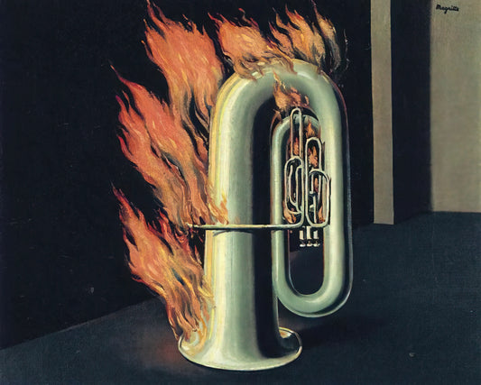 René Magritte Le Retour: Decoding the Surrealist Master's Iconic Return to Form - THE DISCOVERY OF FIRE 1935 by Rene Magritte