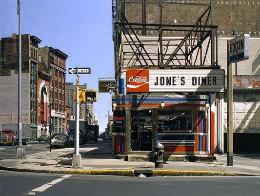 Richard Estes: The Master of Photorealism and Urban Reflection - JONES DINER 1979 by Richard Estes