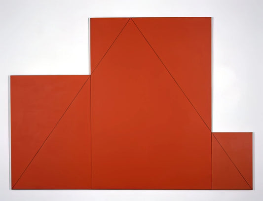 Robert Mangold Brushed Aluminum Print: A Study in Minimalist Geometry and Modern Art - A TRIANGLE WITHIN THREE RECTANGLES 1977 by Robert Mangold