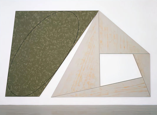 Robert Mangold Canvas: The Minimalist Mastery of Shape and Surface - GREEN TILTED ELLIPSE GRAY FRAME 1989 by Robert Mangold