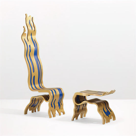Roy Lichtenstein Large Prints: Pop Art Icons for Modern Spaces - BRUSHSTROKE CHAIR AND OTTOMAN 1988 by Roy Lichtenstein