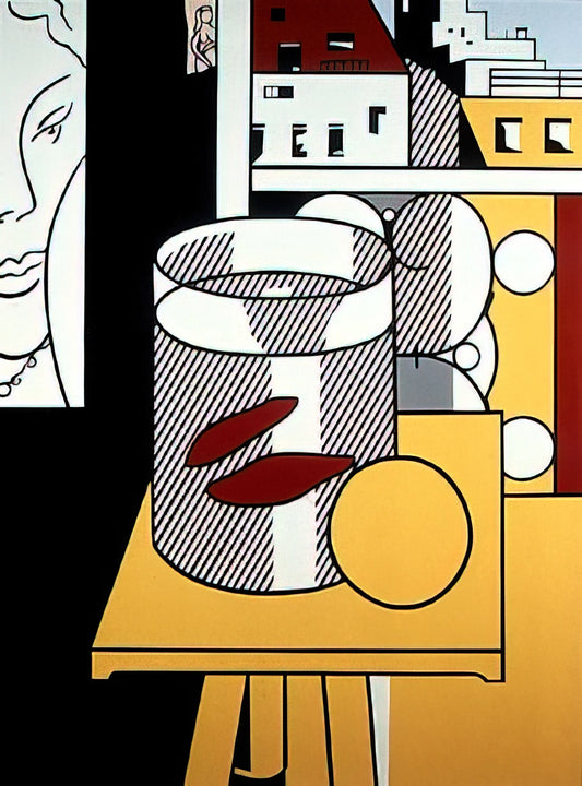 Roy Lichtenstein: The Pop Art Pioneer Who Transformed Comic Strips into Fine Art - STILL LIFE WITH GOLDFISH 1974 by Roy Lichtenstein
