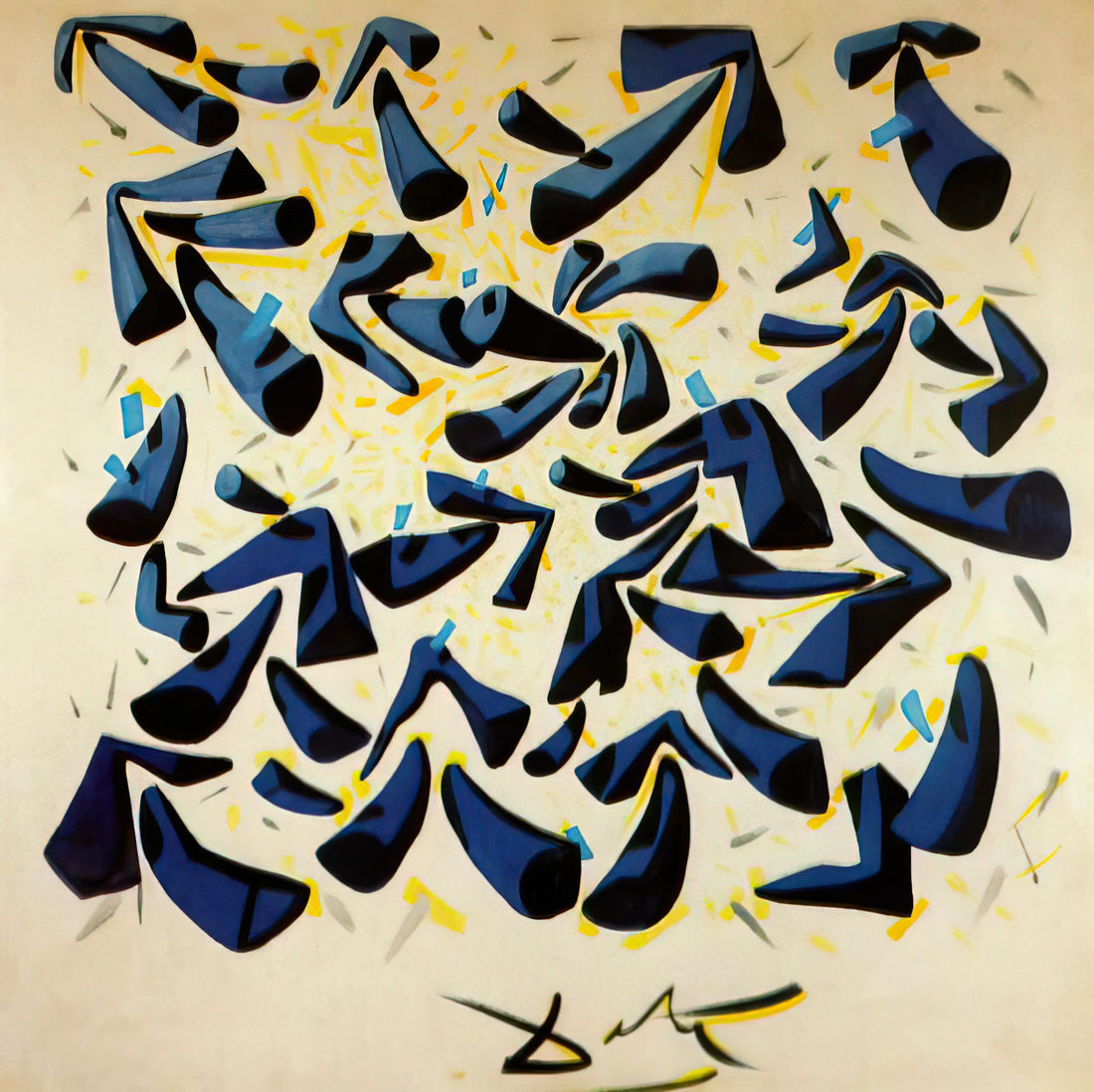 Salvador Dalí Botanical Prints: Surrealism Meets Natural Forms - BLUE HORNS DESIGN FOR A SCARF by Salvador Dali