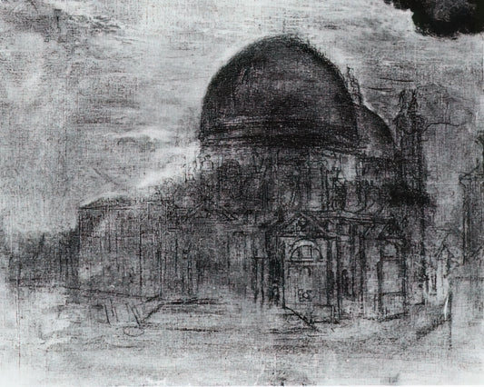 Salvador Dalí Brushed Aluminum Print: A Modern Tribute to Surrealist Genius - CATHEDRAL UNFINISHED by Salvador Dali