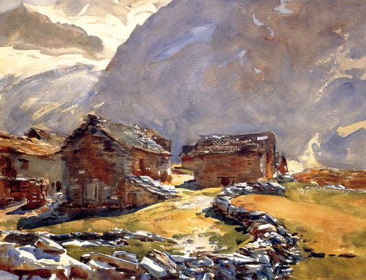 Sargent Watercolor Portraits: The Master's Intimate Brilliance in Pigment and Light - Simplon Pass Chalets by John Singer Sargent