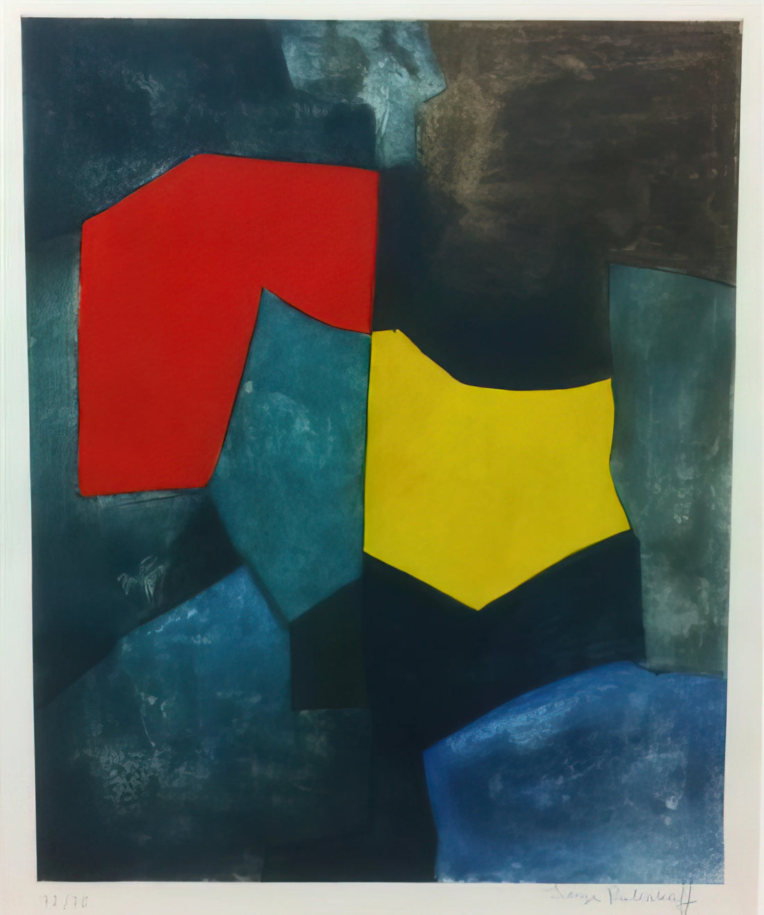 Serge Poliakoff Composition Rouge: A Masterpiece of Post-War Abstraction - XVI - 1964 by Serge Poliakoff
