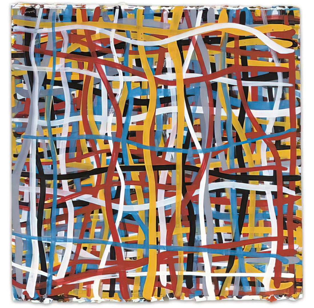 Sol LeWitt Artwork: Conceptualism, Wall Drawings, and the Legacy of Ideas - Irregular Vertical and Horizontal Bands of Color Superimposed by Sol LeWitt