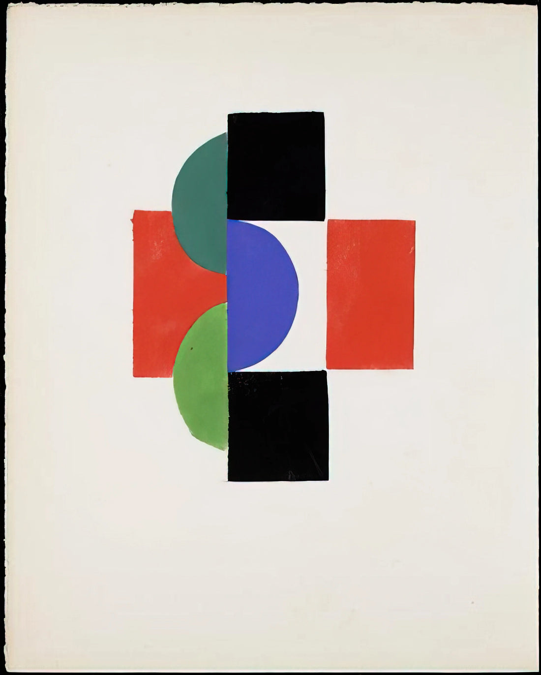 Sonia Delaunay Art Work: A Journey Through Color, Abstraction, and Modernist Innovation - UNTITLED GOUACHE ILLUSTRATION FOR TRISTAN TZARA S LE FRUIT PERMIS 1956 by Sonia Delaunay