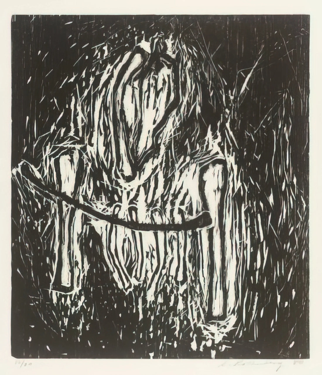 Susan Rothenberg Posters: A Collector's Guide to Her Iconic Equine and Figurative Art Prints - HEAD AND BONES 1980 by Susan Rothenberg