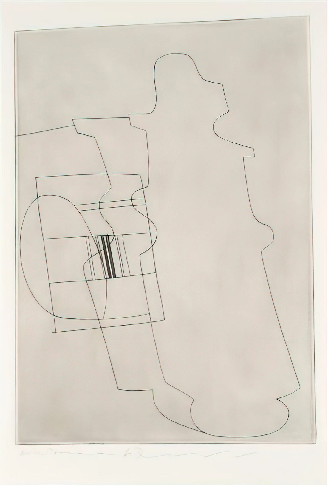 The Architectural Elegance of a Ben Nicholson Brushed Aluminum Print: A Curator’s Perspective - Glass topped bottle - 1967 by Ben Nicholson