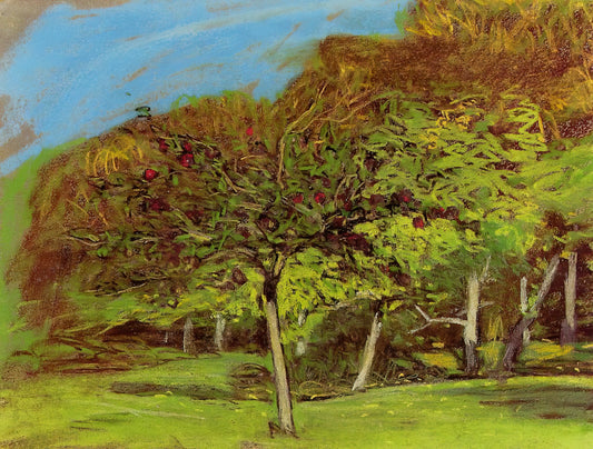 The Artist's Garden at Giverny Print: Claude Monet's Floral Masterpiece - Fruit Trees by claude monet