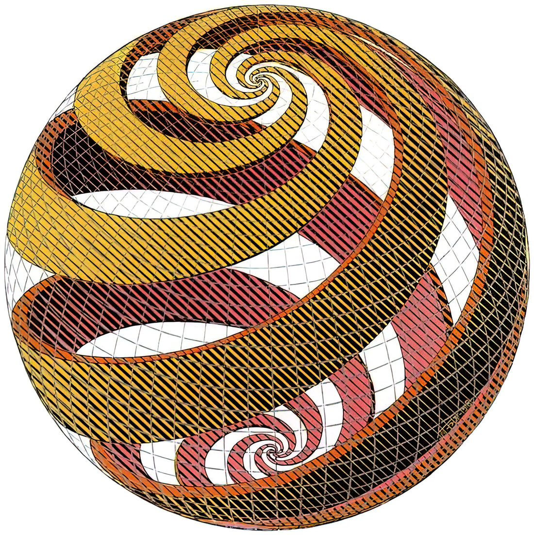 The Chrysler Museum's Escher Collection: A Portal to Mathematical Artistry - SPHERE SPIRALS by MC Escher