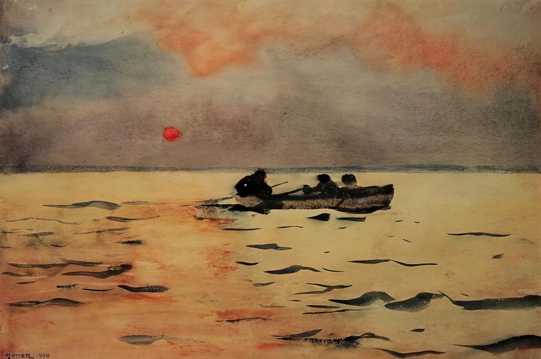The Dinner Horn by Winslow Homer: An American Masterpiece of Rural Life - ROWING HOME by Winslow Homer