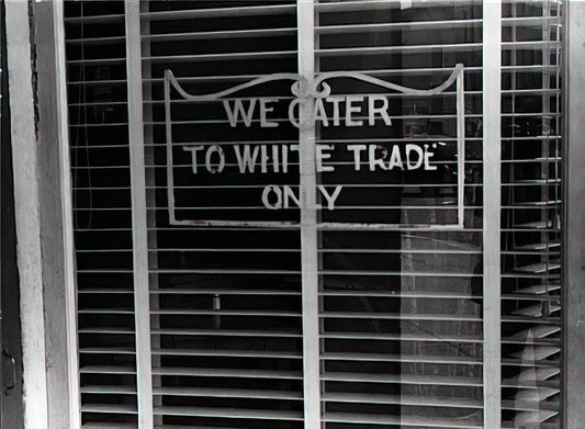 The Enduring Power of Ben Shahn Illustration: Art as Social Commentary - SIGN ON A RESTAURANT WE CATER TO WHITE TRADE ONLY 1938 by Ben Shahn