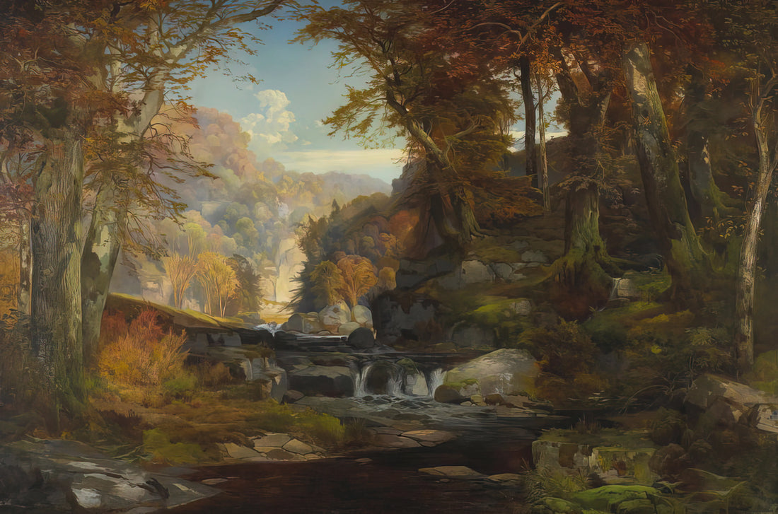 The Grand Canyon of the Yellowstone by Thomas Moran: A Masterpiece of American Landscape Painting - A Scene on the Tohickon Creek Autumn by Thomas Moran
