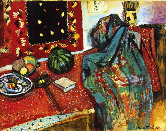 The Sheaf by Henri Matisse: A Masterpiece of Late-Career Cut-Out Art - STILL LIFE WITH A RED RUG 1906 by Henri Matisse