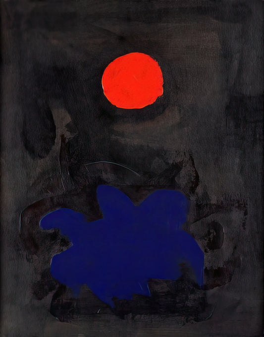 The Visual Language of Modernism: Integrating an Adolph Gottlieb Framed Canvas Print into the Contemporary Home - Blue on Black - 1970 by Adolph Gottlieb