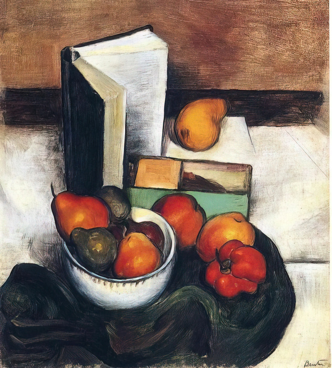 Thomas Hart Benton Posters: Capturing the American Spirit in Art Prints - STILL LIFE WITH FRUIT AND VEGETABLES by Thomas Hart Benton