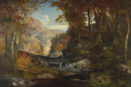 Thomas Moran Venice Paintings: The American Luminist's Venetian Vision - A Scene on the Tohickon Creek Autumn by Thomas Moran