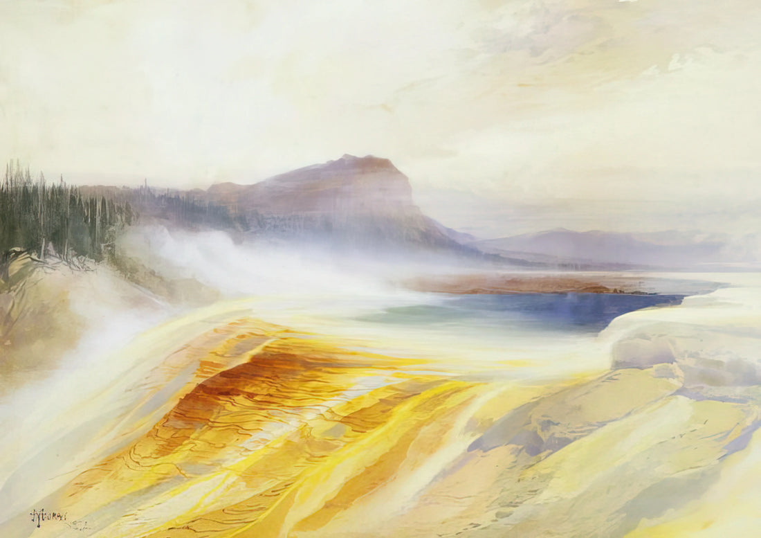 Thomas Moran and The Golden Hour: How Light Transformed American Landscape Painting - Great Blue Spring of the Lower Geyser Basin by Thomas Moran