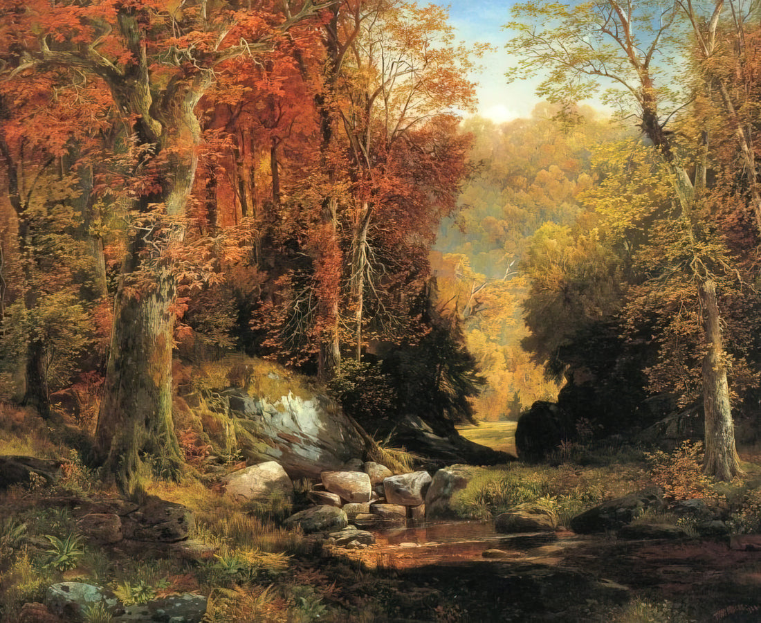 Thomas Moran's Grand Canyon of the Yellowstone: A Masterpiece of American Landscape Painting - Cresheim Glen, Wissahickon, Autumn by Thomas Moran