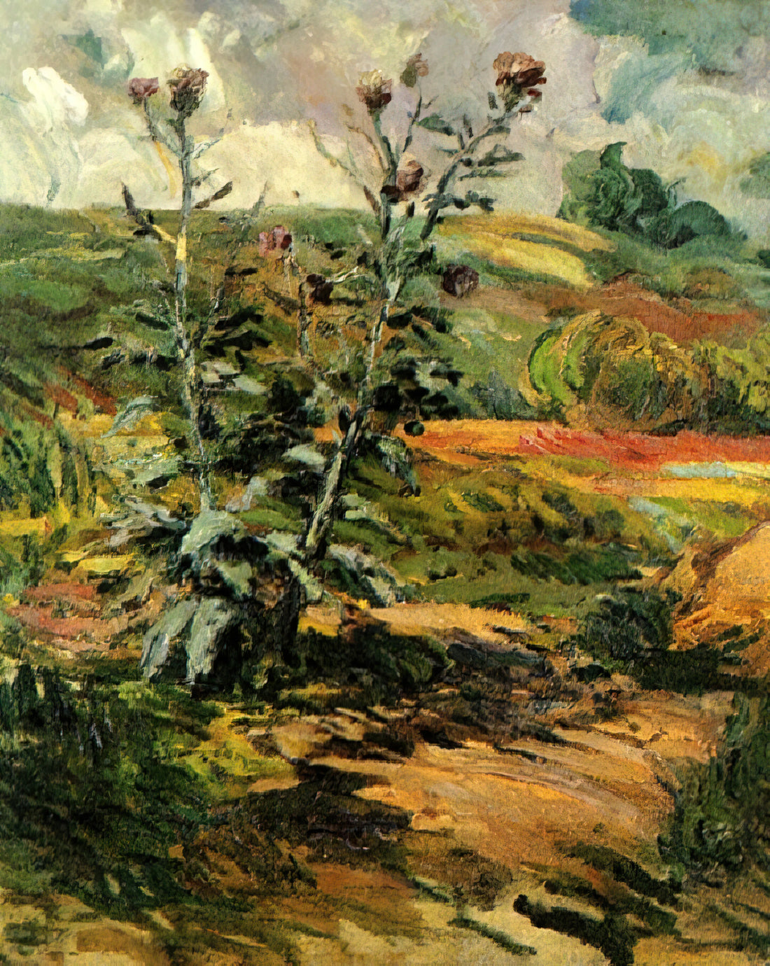 Van Gogh Night Paintings: A Journey Through Starlight, Color, and Emotional Depth - Two Thistles by Vincent van Gogh