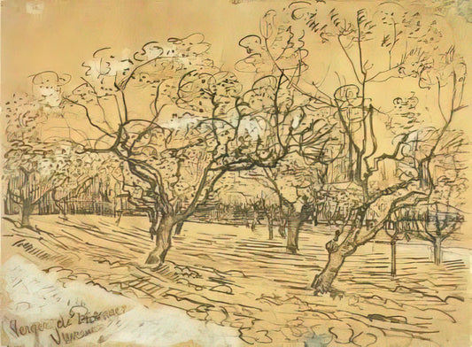 Van Gogh at Eternity's Gate: The Final Masterpieces of a Tormented Genius - Orchard with Blossoming Plum Trees The White Orchard by Vincent van Gogh