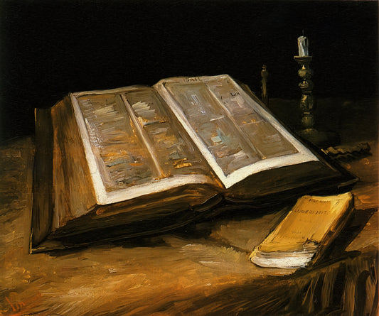 Van Gogh's Starlight: A Celestial Vision in Art History - Still Life with Bible by Vincent van Gogh