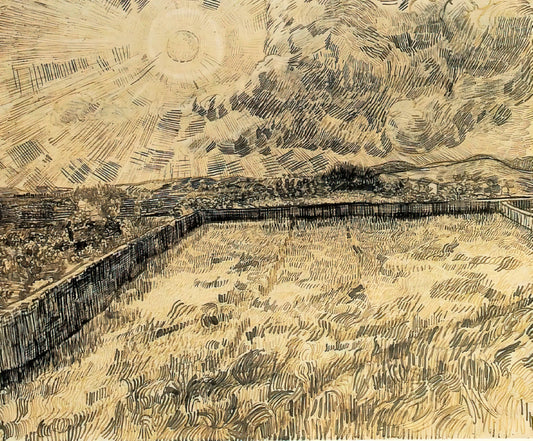 Vincent van Gogh Canvas: The Definitive Guide to Collecting Museum-Quality Prints - Wheat field with sun and cloud by Vincent van Gogh