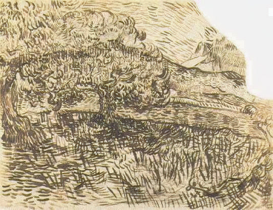 Vincent van Gogh Immersive: A Curator's Guide to Experiencing the Artist's World - Olive Trees in a Mountain Landscape by Vincent van Gogh