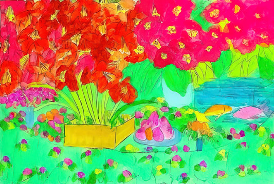 Walasse Ting Posters: A Vibrant Legacy of Color and Expression - Rose Garden - 1990 by Walasse Ting